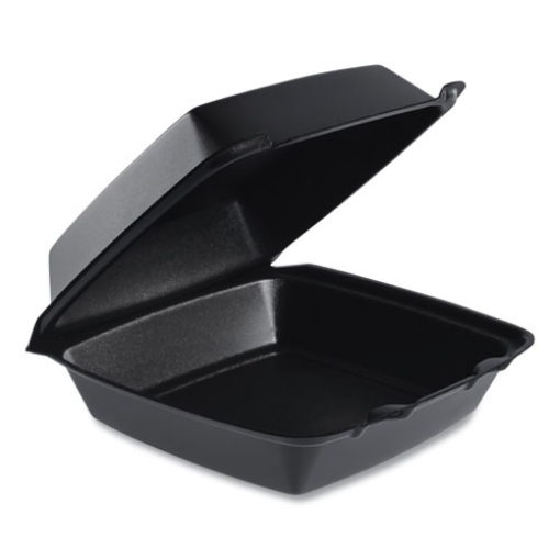 Picture of Insulated Foam Hinged Lid Containers, 7.96 x 8.36 x 3.2, Black, 200/Carton