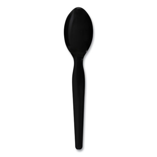 Picture of Heavyweight Polystyrene Cutlery, Teaspoon, Black, 1000/carton