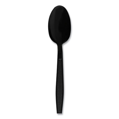 Picture of Heavyweight Polypropylene Cutlery, Teaspoon, Black, 1000/carton