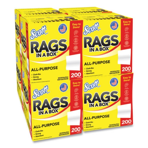 Picture of Rags in a Box, POP-UP Box, 12 x 9, White, 200/Box, 8 Boxes/Carton