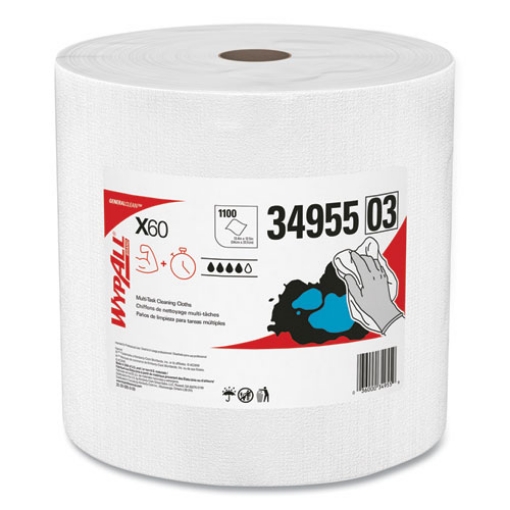 Picture of General Clean X60 Cloths, Jumbo Roll, 12.2 x 12.4, White, 1,100/Roll