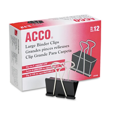Picture of Binder Clips, Large, Black/silver, Dozen