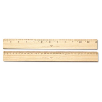 Picture of Wood Ruler, Metric And 1/16" Scale With Single Metal Edge, 12"/30 Cm Long