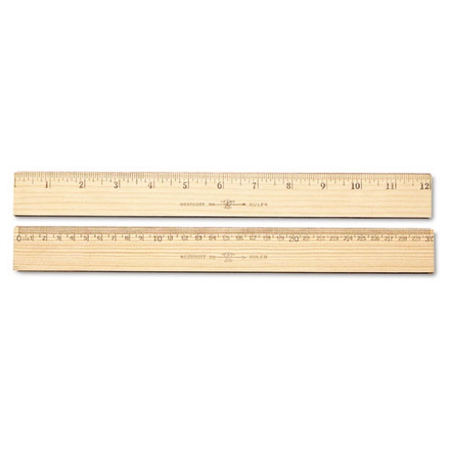 Picture of Wood Ruler, Metric And 1/16" Scale With Single Metal Edge, 12"/30 Cm Long