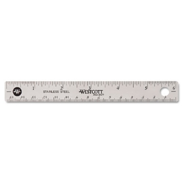 Picture of Stainless Steel Office Ruler With Non Slip Cork Base, Standard/metric, 6" Long