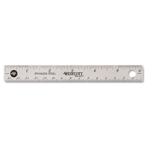 Picture of Stainless Steel Office Ruler With Non Slip Cork Base, Standard/metric, 6" Long