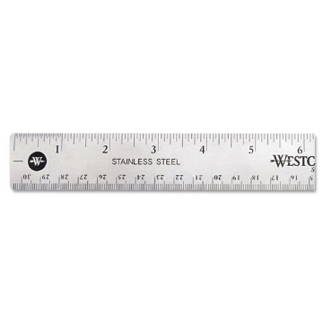 Picture of Stainless Steel Office Ruler With Non Slip Cork Base, Standard/metric, 12" Long