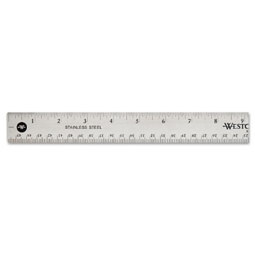 Picture of Stainless Steel Office Ruler With Non Slip Cork Base, Standard/metric, 18" Long