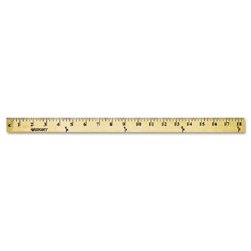 Picture of Wood Yardstick With Metal Ends, 36" Long. Clear Lacquer Finish