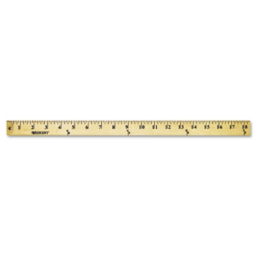 Picture of Wood Yardstick With Metal Ends, 36" Long. Clear Lacquer Finish