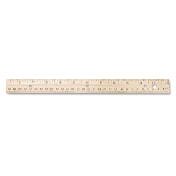 Picture of Three-Hole Punched Wood Ruler English And Metric With Metal Edge, 12" Long