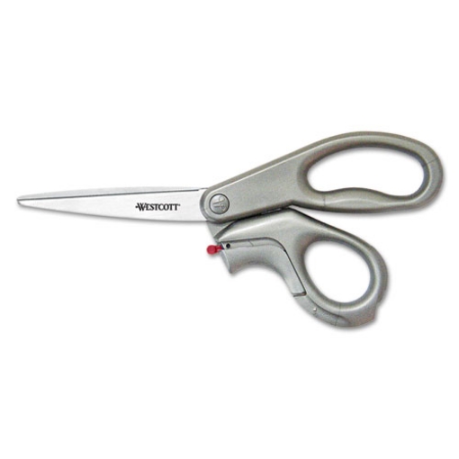 Picture of E-Z Open Box Opener Stainless Steel Shears, 8" Long, 3.25" Cut Length, Gray Offset Handle