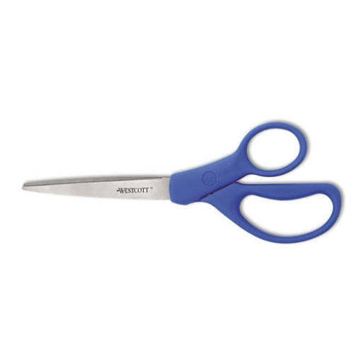 Picture of Preferred Line Stainless Steel Scissors, 8" Long, 3.5" Cut Length, Blue Straight Handle
