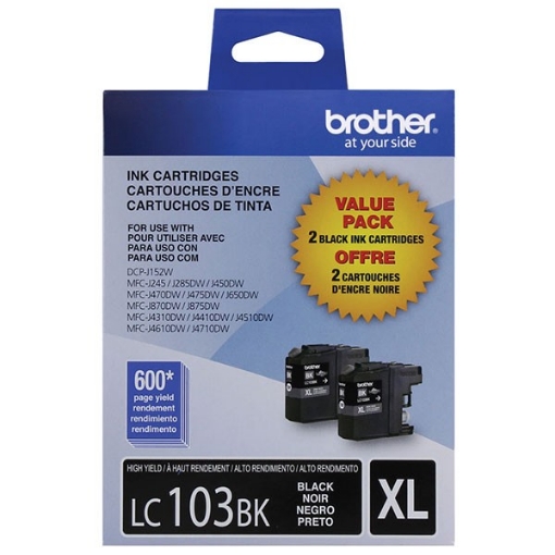 Picture of Brother LC1032PKS High Yield Black Ink Cartridges (2 pack) (2 x 600)