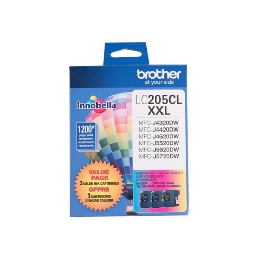 Picture of Brother LC2053PKS (LC205C, LC205M, LC205Y) Cyan, Magenta, Yellow Inkjet Cartridges (3 pack)