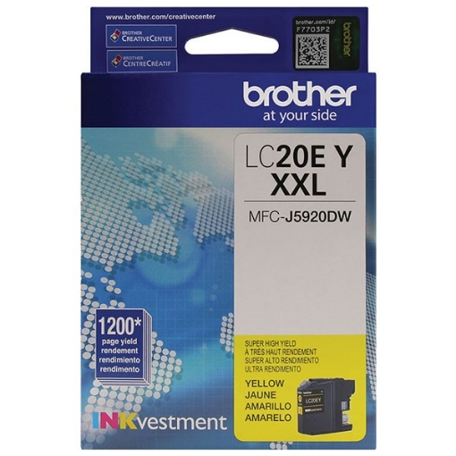 Picture of Brother LC20EY High Yield Yellow Inkjet Cartridge (1200 Yield)