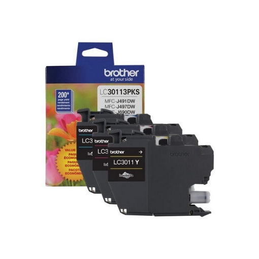 Picture of Brother LC30113PKS Cyan, Magenta, Yellow Ink Cartridge (Multipack) (3 x 200)