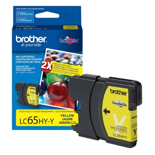 Picture of Brother LC65HYY Yellow Inkjet Cartridge (750 Yield)