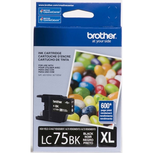 Picture of Brother LC75BK High Yield Black Inkjet Cartridge (600 Yield)