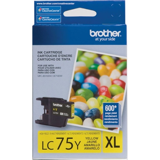 Picture of Brother LC75Y High Yield Yellow Inkjet Cartridge (600 Yield)