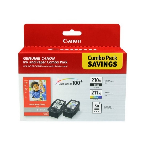 Picture of Canon 2973B004 (CL211XL, PG210XL) Black Inkjet Cartridges + PAPER (750 Yield)