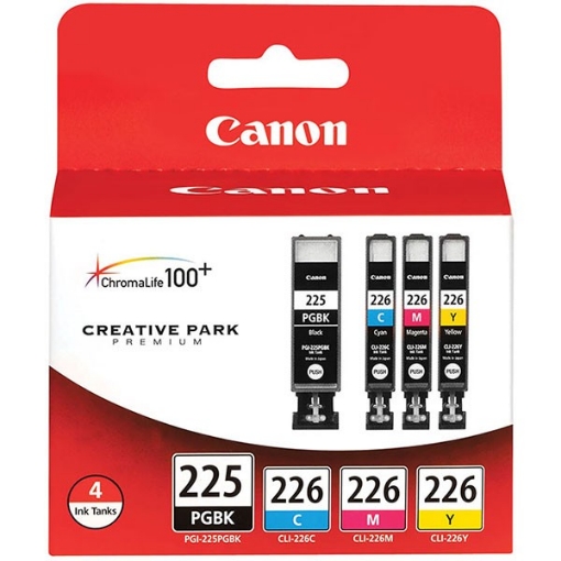 Picture of Canon 4530B008, 4547B001, 4548B001, 4549B001, 4530B001 (PGI-225, CLI-226) Black, Cyan, Magenta, Yellow Ink Tanks (4 pack)