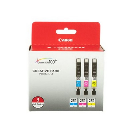 Picture of Canon 6449B009 (CLI-251) Cyan, Magenta, Yellow Ink Cartridges (3 pack)