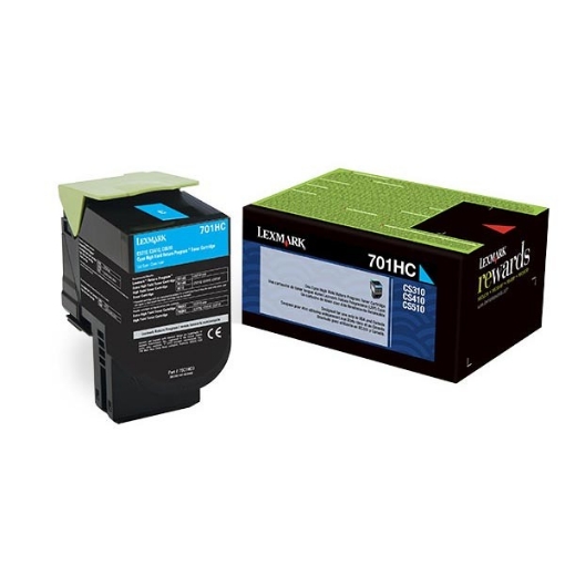 Picture of Lexmark 70C1HC0 (Lexmark #701HC) High Yield Cyan Toner Cartridge (3000 Yield)