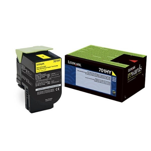 Picture of Lexmark 70C1HY0 (Lexmark #701HY) High Yield Yellow Toner Cartridge (3000 Yield)