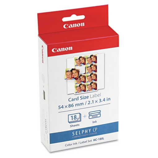 Picture of Canon 7740A001 (KC-18IL) Black Print Cartridge / Label Kit (2 pack)