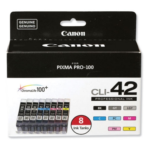 Picture of Canon 6384B007 (CLI-42) Chromalife100+ Ink, Black/cyan/gray/light Gray/magenta/photo Cyan/photo Magenta/yellow Inkjet Cartridges (9 pack)