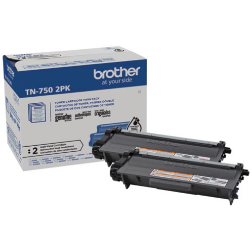 Picture of Brother TN7502PK (TN750) High Yield Black Toner Cartridges (2 pack) (8,000 x 2 Yield)