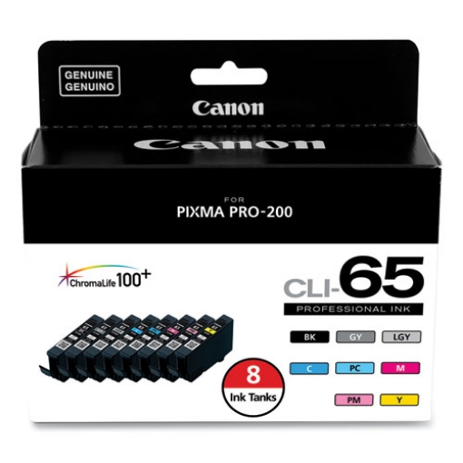 Picture of Canon 4215C007 (CLI-65) Black, Cyan, Gray, Light Gray, Magenta, Photo Cyan, Photo Magenta, Yellow Ink Cartridges (8 pack)