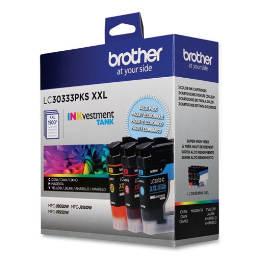 Picture of Brother LC30333PKS Super High Yield Cyan, Magenta, Yellow Ink Cartridge (3 pack) (3 x 1500)