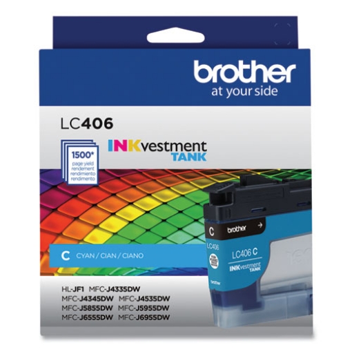 Picture of Brother LC406C Cyan Ink Cartridge (1500 Yield)