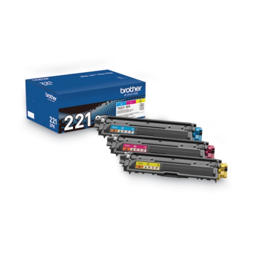 Picture of Brother TN2213PK (TN221BK) Cyan, Magenta, Yellow Toner Cartridges (3 pack) (1,400 x 3 Yield)