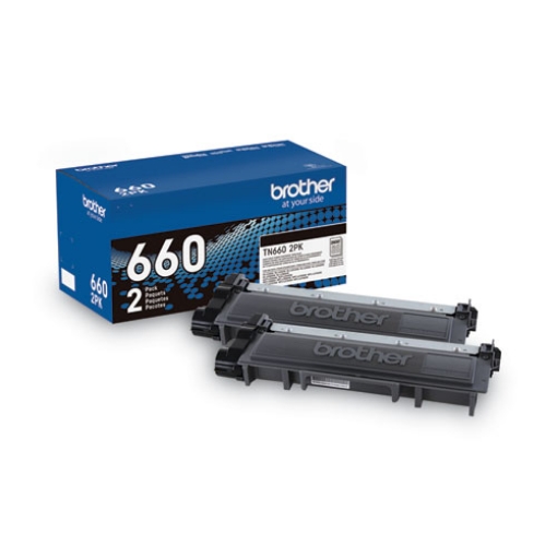 Picture of Brother TN6602PK (TN660) High Yield Black Toner Cartridges (2 pack) (2,600 Yx 2 Yield)