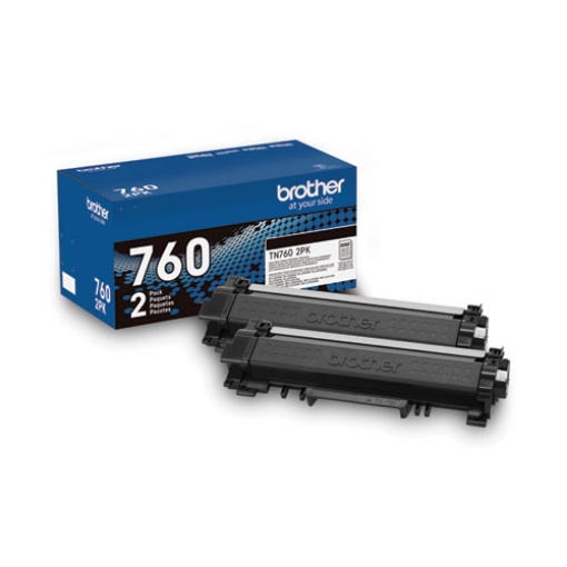 Picture of Brother TN7602PK (TN760) High Yield Black Toner Cartridges (2 pack) (3,000 x 2 Yield)