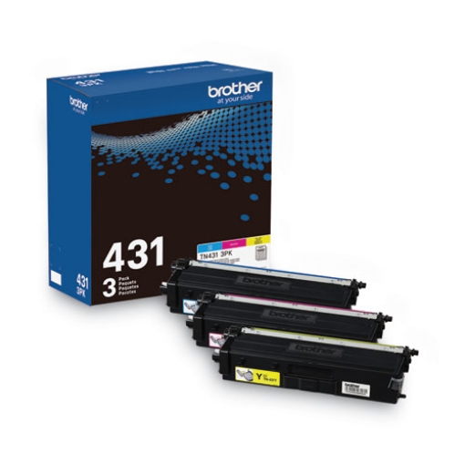 Picture of Brother TN4313PK (TN431C, TN431Y, TN431M) Cyan, Magenta, Yellow Toner Cartridges (3 pack) (1,800 x 3 Yield)