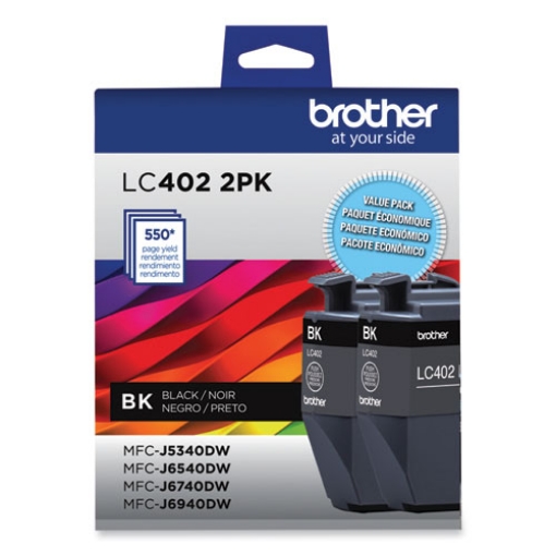 Picture of Brother LC4022PK (LC402BK) Black Ink Cartridges (2 pack) (550 x 2 Yield)