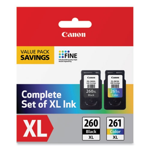 Picture of Canon 3706C005 (PG-260XL, CL-261XL) High Yield Black, Color Ink Cartridge