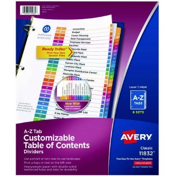 Picture of TAB,A-Z,DVDRS,ASST,6/ST