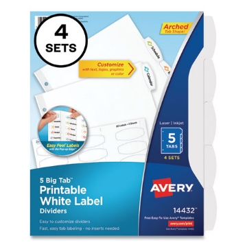 Picture of DIVIDER,WH,5TAB,4PK,DIVID