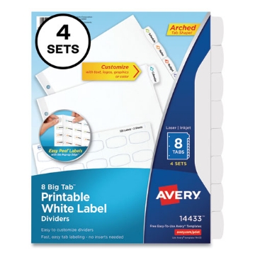 Picture of DIVIDER,WH,8TAB,4,PK,DIVI
