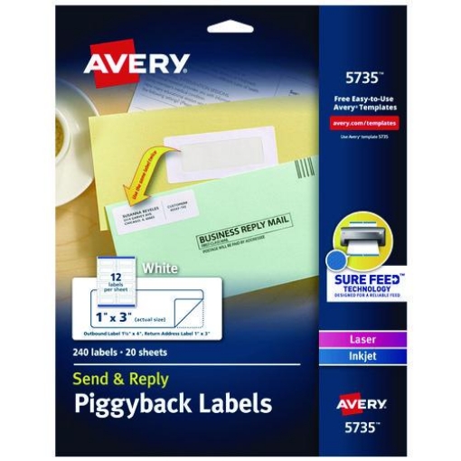 Picture of LABEL,SEND&RPLY 12 UP,WHT
