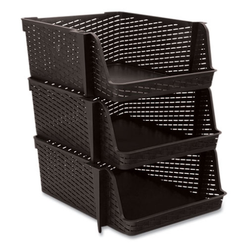 Picture of BIN,STACK,OPEN LID,3PK,BK